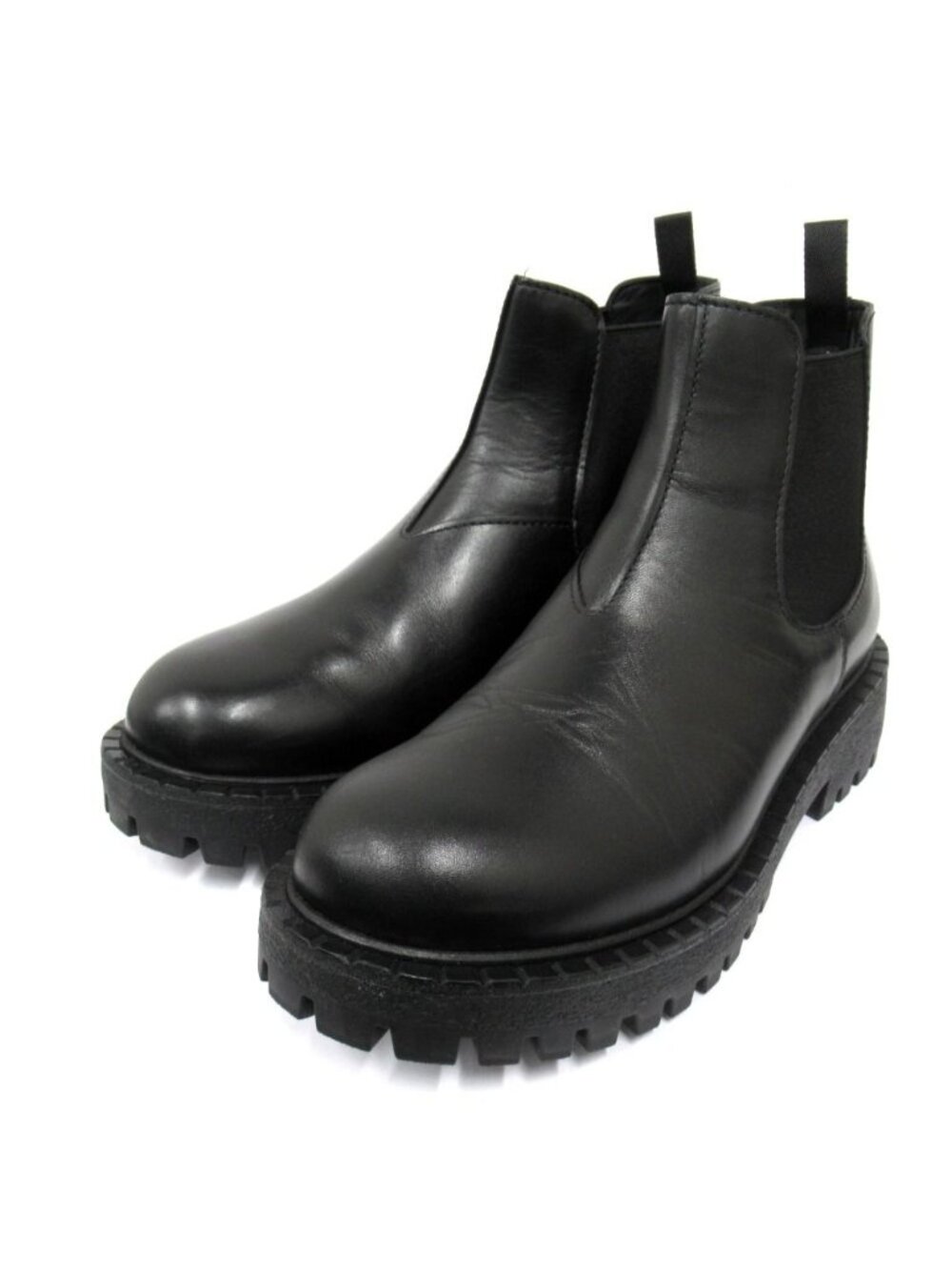 Prada Leather Chelsea Boots Shoes Side Gore 5.5 Black - Picture 3 of 6